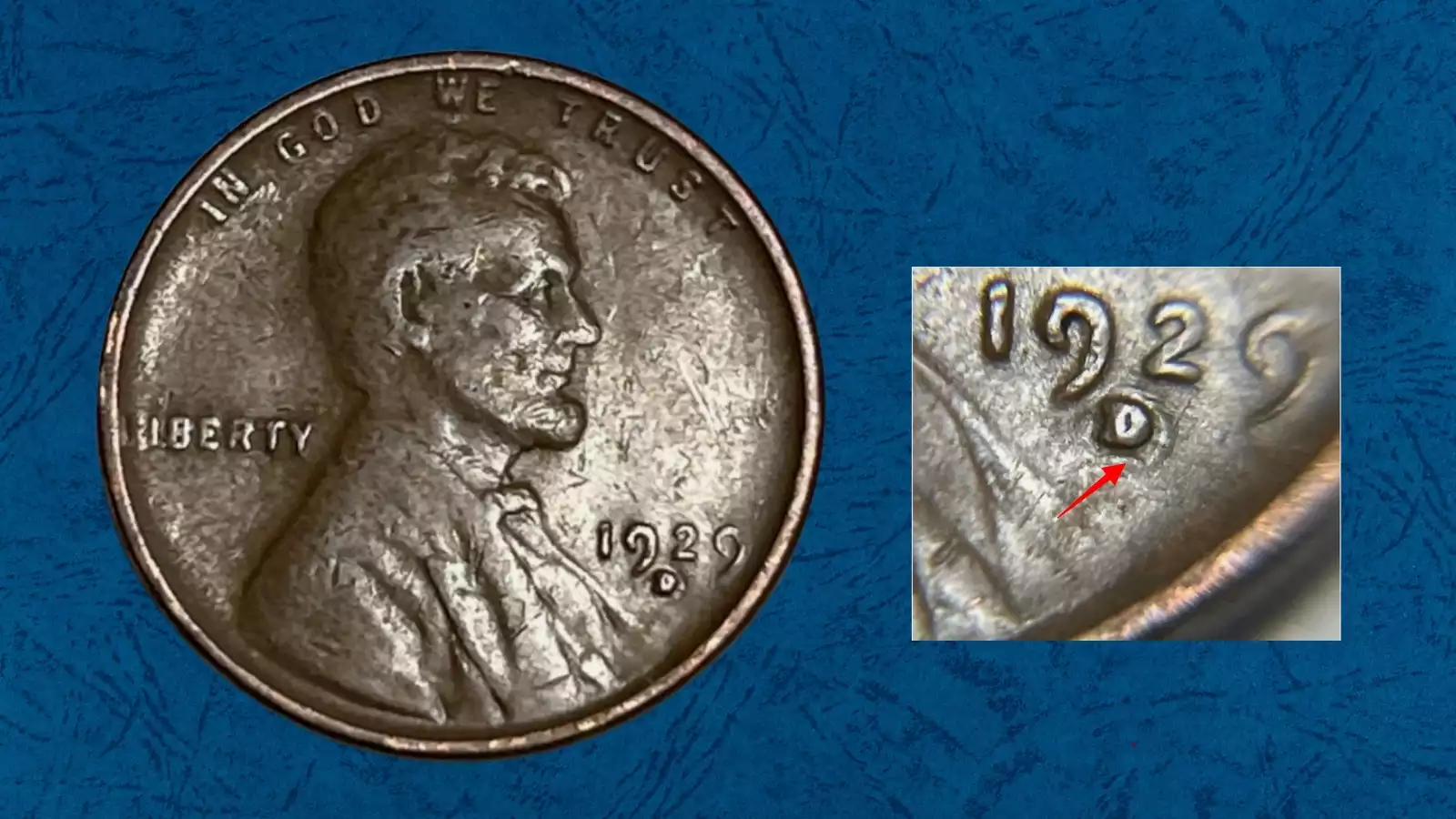 1929 Lincoln Wheat Penny Doubled Die Obverse showing doubling visible in LIBERTY lettering under magnification